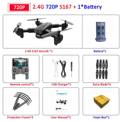 S167 Foldable Profissional Drone with Camera 4K HD Selfie 5G GPS  WiFi FPV Wide Angle RC Quadcopter Helicopter Toy E520S SG900-S