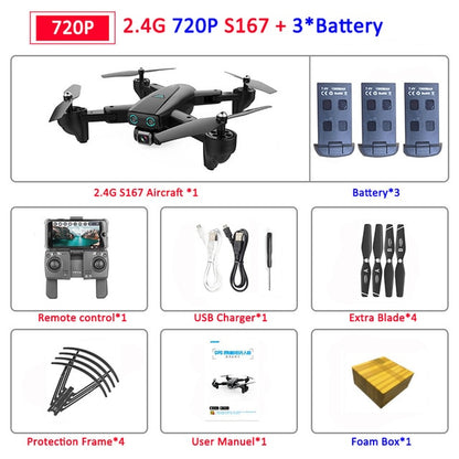 S167 Foldable Profissional Drone with Camera 4K HD Selfie 5G GPS  WiFi FPV Wide Angle RC Quadcopter Helicopter Toy E520S SG900-S