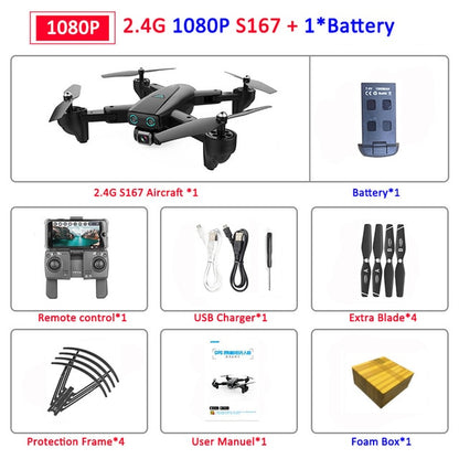 S167 Foldable Profissional Drone with Camera 4K HD Selfie 5G GPS  WiFi FPV Wide Angle RC Quadcopter Helicopter Toy E520S SG900-S