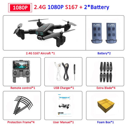 S167 Foldable Profissional Drone with Camera 4K HD Selfie 5G GPS  WiFi FPV Wide Angle RC Quadcopter Helicopter Toy E520S SG900-S