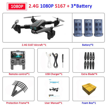 S167 Foldable Profissional Drone with Camera 4K HD Selfie 5G GPS  WiFi FPV Wide Angle RC Quadcopter Helicopter Toy E520S SG900-S