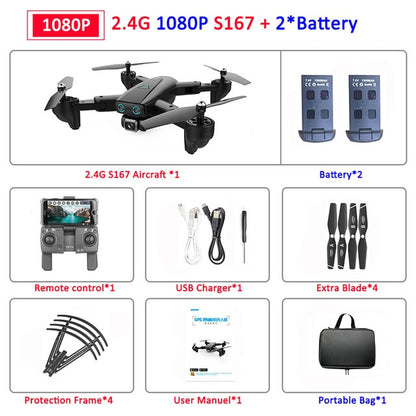 S167 Foldable Profissional Drone with Camera 4K HD Selfie 5G GPS  WiFi FPV Wide Angle RC Quadcopter Helicopter Toy E520S SG900-S