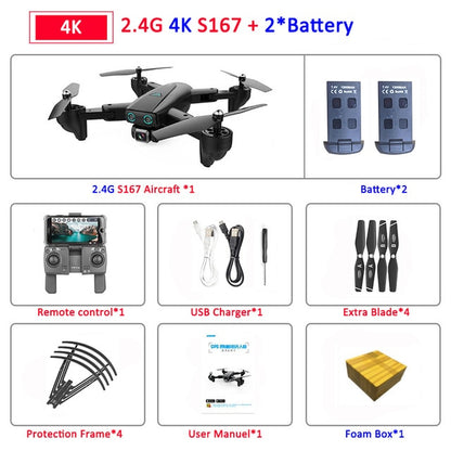 S167 Foldable Profissional Drone with Camera 4K HD Selfie 5G GPS  WiFi FPV Wide Angle RC Quadcopter Helicopter Toy E520S SG900-S