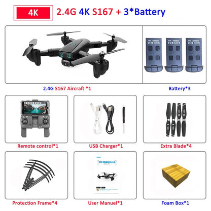 S167 Foldable Profissional Drone with Camera 4K HD Selfie 5G GPS  WiFi FPV Wide Angle RC Quadcopter Helicopter Toy E520S SG900-S