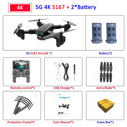 S167 Foldable Profissional Drone with Camera 4K HD Selfie 5G GPS  WiFi FPV Wide Angle RC Quadcopter Helicopter Toy E520S SG900-S