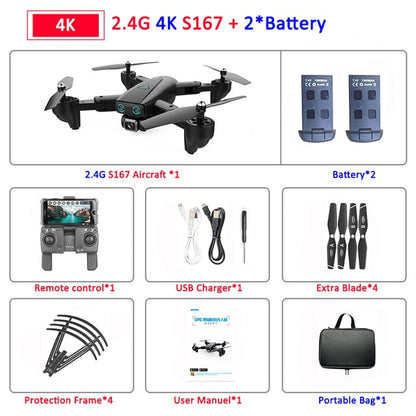 S167 Foldable Profissional Drone with Camera 4K HD Selfie 5G GPS  WiFi FPV Wide Angle RC Quadcopter Helicopter Toy E520S SG900-S
