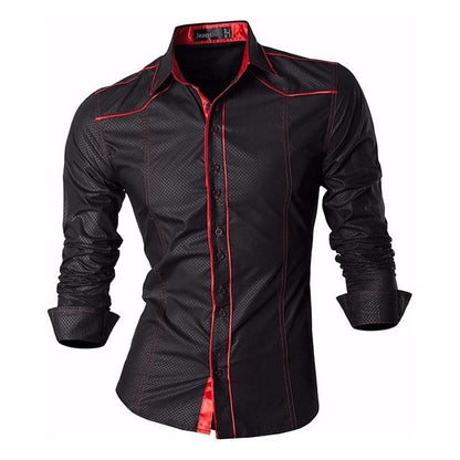 jeansian Spring Autumn Features Shirts Men Casual Shirt Long Sleeve Slim Fit Male Shirts Zipper Decoration (No Pockets) Z018