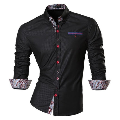 jeansian Spring Autumn Features Shirts Men Casual Shirt Long Sleeve Slim Fit Male Shirts Zipper Decoration (No Pockets) Z018