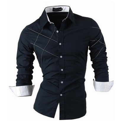 jeansian Spring Autumn Features Shirts Men Casual Shirt Long Sleeve Slim Fit Male Shirts Zipper Decoration (No Pockets) Z018