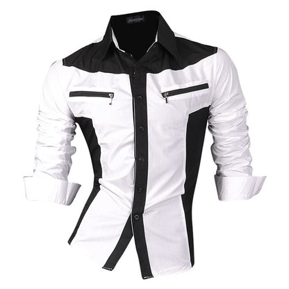 jeansian Spring Autumn Features Shirts Men Casual Shirt Long Sleeve Slim Fit Male Shirts Zipper Decoration (No Pockets) Z018