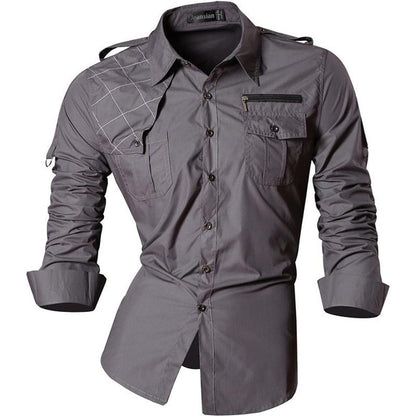jeansian Spring Autumn Features Shirts Men Casual Shirt Long Sleeve Slim Fit Male Shirts Zipper Decoration (No Pockets) Z018