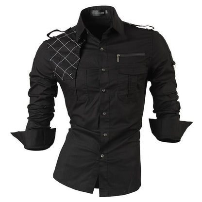 jeansian Spring Autumn Features Shirts Men Casual Shirt Long Sleeve Slim Fit Male Shirts Zipper Decoration (No Pockets) Z018