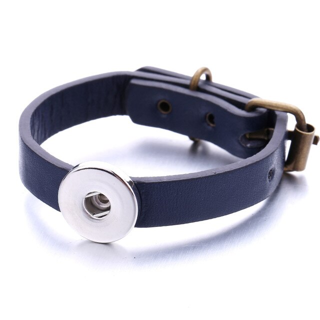New Leather Snap Button Bracelet Watches Fit 18mm Snap Buttons Jewelry Simple Leather Snap Bracelet for Women Men Jewelry