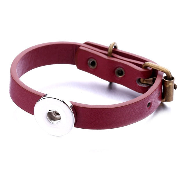 New Leather Snap Button Bracelet Watches Fit 18mm Snap Buttons Jewelry Simple Leather Snap Bracelet for Women Men Jewelry
