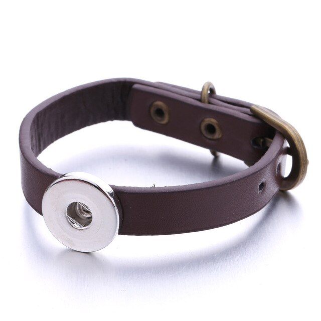 New Leather Snap Button Bracelet Watches Fit 18mm Snap Buttons Jewelry Simple Leather Snap Bracelet for Women Men Jewelry
