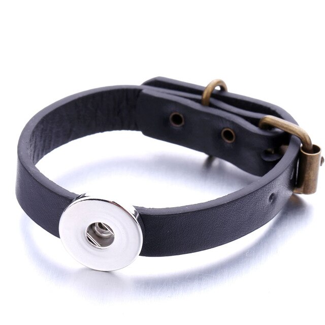 New Leather Snap Button Bracelet Watches Fit 18mm Snap Buttons Jewelry Simple Leather Snap Bracelet for Women Men Jewelry