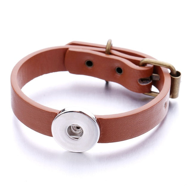 New Leather Snap Button Bracelet Watches Fit 18mm Snap Buttons Jewelry Simple Leather Snap Bracelet for Women Men Jewelry