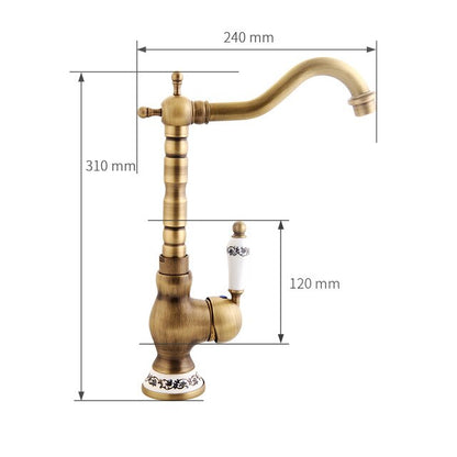 Gisha Antique Brass Kitchen Faucet Home Improvement Accessories 360 Swivel Bathroom Basin Sink Mixer Tap Crane G1016