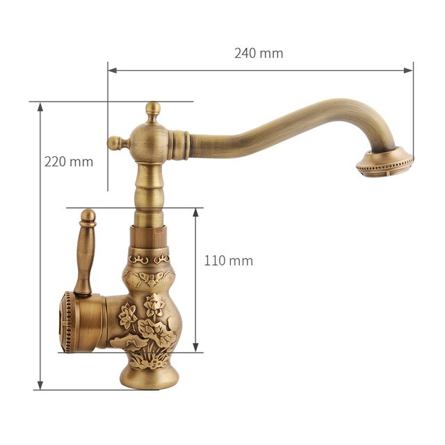 Gisha Antique Brass Kitchen Faucet Home Improvement Accessories 360 Swivel Bathroom Basin Sink Mixer Tap Crane G1016