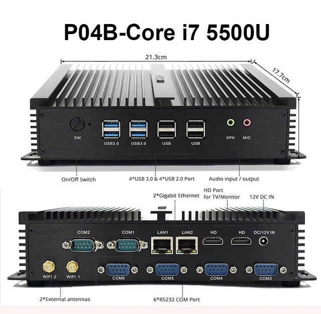 Intel Core i5 8250u Quad Core minipc dual nuc i7 5500U Windows 10 Linux Industrial Computer COM HDMI VGA j1900 Thin Client