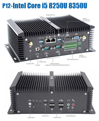 Intel Core i5 8250u Quad Core minipc dual nuc i7 5500U Windows 10 Linux Industrial Computer COM HDMI VGA j1900 Thin Client