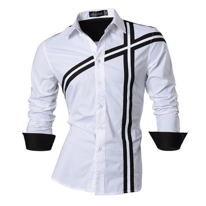 jeansian Spring Autumn Features Shirts Men Casual Shirt Long Sleeve Slim Fit Male Shirts Zipper Decoration (No Pockets) Z018