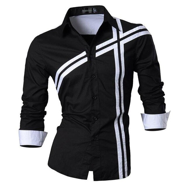 jeansian Spring Autumn Features Shirts Men Casual Shirt Long Sleeve Slim Fit Male Shirts Zipper Decoration (No Pockets) Z018