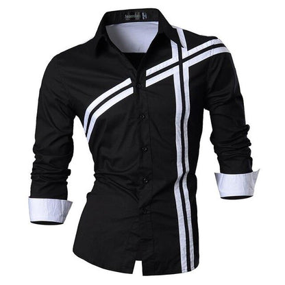 jeansian Spring Autumn Features Shirts Men Casual Shirt Long Sleeve Slim Fit Male Shirts Zipper Decoration (No Pockets) Z018