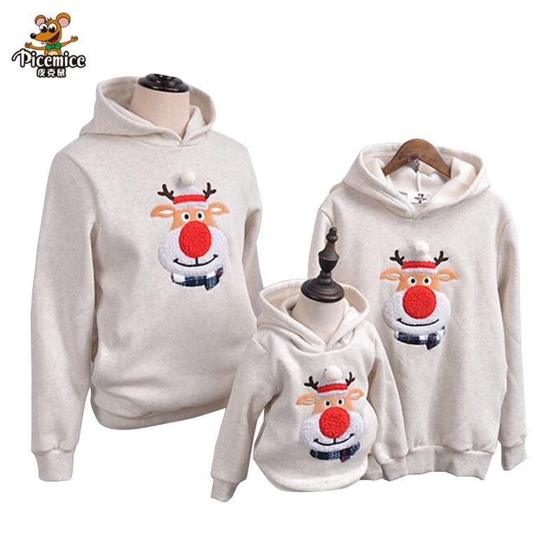Family Clothing 2020 Winter Sweater Christmas Deer Clothing Polar Fleece Warm Dad Son Hoodies matching mother daughter clothes