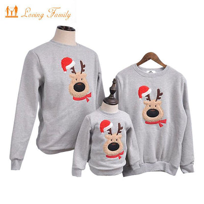 Family Clothing 2020 Winter Sweater Christmas Deer Children Shirts Warm Clothes Polar Fleece Matching Mother Daughter Clothes
