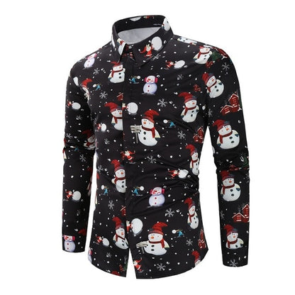 Christmas 3D Print Tree Shirt Men Autumn Long Sleeve shirt Winter Printed Mens Funny shirt