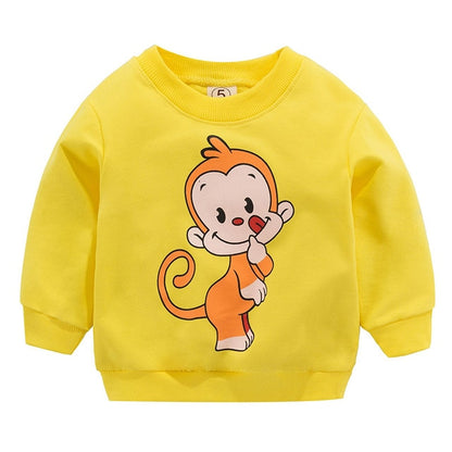 New Baby Boys Girls Sweatshirts Autumn Spring Cartoon Cotton Hoodies Tops Children Kids Long Sleeve T Shirts Blouse Clothes