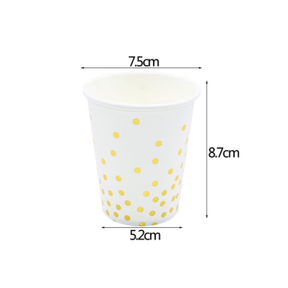 White Gold Dot Disposable Tableware Set Paper Cup Plate Gold Dot Banner Napkin Birthday Wedding Party Tissue Tablewares Supplies