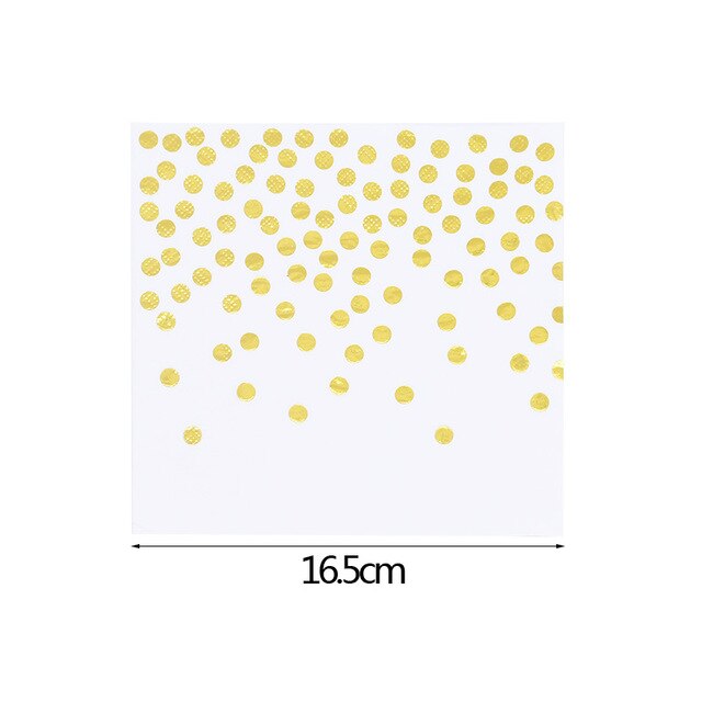 White Gold Dot Disposable Tableware Set Paper Cup Plate Gold Dot Banner Napkin Birthday Wedding Party Tissue Tablewares Supplies