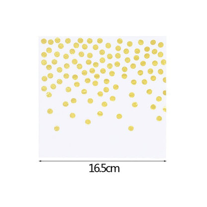 White Gold Dot Disposable Tableware Set Paper Cup Plate Gold Dot Banner Napkin Birthday Wedding Party Tissue Tablewares Supplies