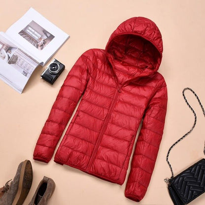 2018 Womens Autumn Jackets Fashion Ultra-thin with Hooded Ladies Slim Coats Plus Size 4XL 5XL 6XL 90% Duck Down Female Tops Coat