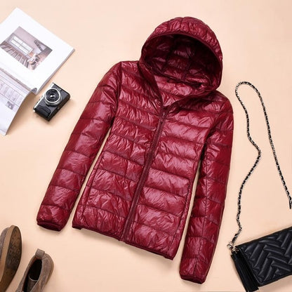 2018 Womens Autumn Jackets Fashion Ultra-thin with Hooded Ladies Slim Coats Plus Size 4XL 5XL 6XL 90% Duck Down Female Tops Coat