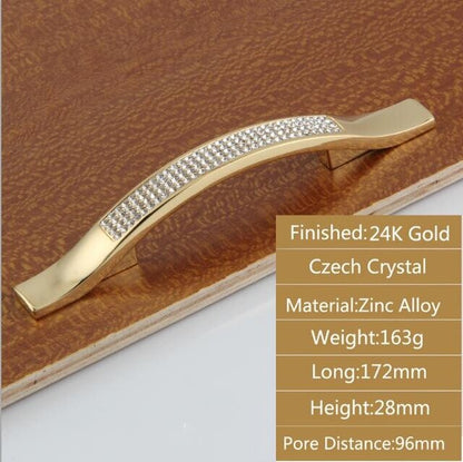 24K Gold Chrome Crystal Drawer Cabinet Knobs Handle Diamond Sliver Wine Wardrobe Decotation Furniture Knobs Dresser Pull Handles