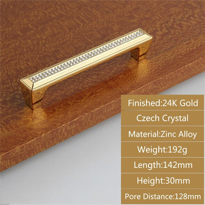 24K Gold Chrome Crystal Drawer Cabinet Knobs Handle Diamond Sliver Wine Wardrobe Decotation Furniture Knobs Dresser Pull Handles