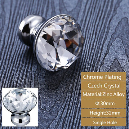 24K Gold Chrome Crystal Drawer Cabinet Knobs Handle Diamond Sliver Wine Wardrobe Decotation Furniture Knobs Dresser Pull Handles