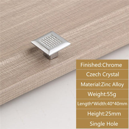 24K Gold Chrome Crystal Drawer Cabinet Knobs Handle Diamond Sliver Wine Wardrobe Decotation Furniture Knobs Dresser Pull Handles