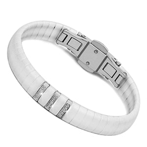 Hot Black White Ceramic Bracelet Men Woman 316L Stainless Steel Crystal Rhinestone Gold Bracelet Hand Chain Jewelry Watch Clasp