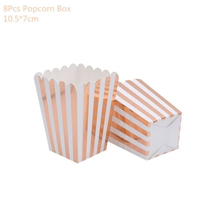 Rose Gold Party Disposable Tableware Set Party Paper Cups Plates Straws Party Table Decoration Wedding Birthday Party Supplies