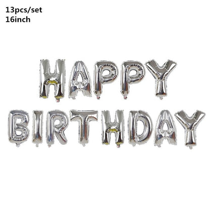 Black Gold Happy Birthday Banner Balloons Helium Number Foil Balloon for Baby Boy Kids Adult 18 30 Birthday Party Decorations