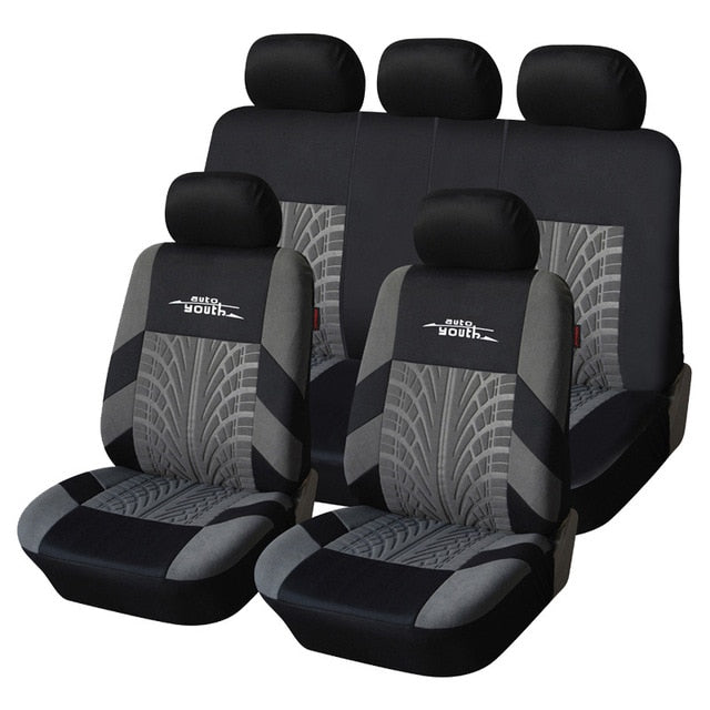AUTOYOUTH Car Seat Covers Full Set Car Seat Protector Auto Seat Covers Polyester Fabric Universal Fits Most Cars Covers Orange