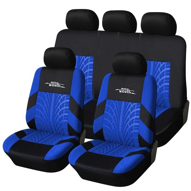 AUTOYOUTH Car Seat Covers Full Set Car Seat Protector Auto Seat Covers Polyester Fabric Universal Fits Most Cars Covers Orange