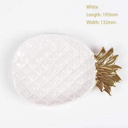 Creative Gold Pineapple Ceramic Storage Tray Golden Pineapple Jewelry Pallet Food Pallet Dry Fruit Plate Home Decoration Plate