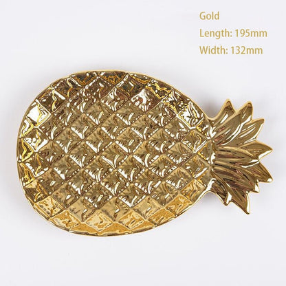 Creative Gold Pineapple Ceramic Storage Tray Golden Pineapple Jewelry Pallet Food Pallet Dry Fruit Plate Home Decoration Plate