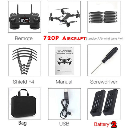 HJ68 Foldable Profissional Drone With Camera 4K HD Selfie Auto Follow WiFi FPV Wide Angle RC Quadcopter Helicopter Toy S167 G901