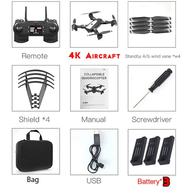 HJ68 Foldable Profissional Drone With Camera 4K HD Selfie Auto Follow WiFi FPV Wide Angle RC Quadcopter Helicopter Toy S167 G901